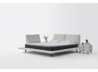 Boxspringbett Modern Komfort Design Doppelbett Weißes Kopfteil Minimalistisch