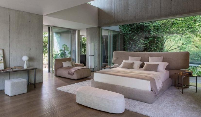 Moderne Polsterbett Stoff Luxus Schwarz Doppelbett Extra Hohe Rückenlehne Design