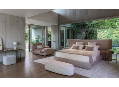 Moderne Polsterbett Stoff Luxus Schwarz Doppelbett Extra Hohe Rückenlehne Design