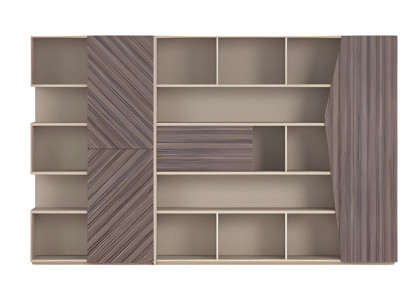 Regalsystem Modern Beige Braun Holzoptik Offenes Design Schubladen Bürochrank