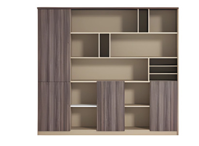 Büroschrank Modern Beige Braun Holzoptik Offenes Design Arbeitszimmer Stauraum