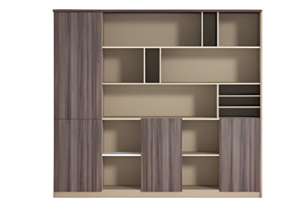 Büroschrank Modern Beige Braun Holzoptik Offenes Design Arbeitszimmer Stauraum