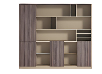 Büroschrank Modern Beige Braun Holzoptik Offenes Design Arbeitszimmer Stauraum