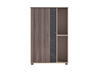 Büroschrank Modern Beige Braun Holzoptik Steinoptik Tür Offenes Design Fächer