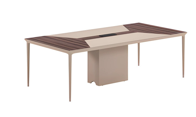 Konferenztisch Beige mit Holzstruktur und modernem Design für Büro und Meeting