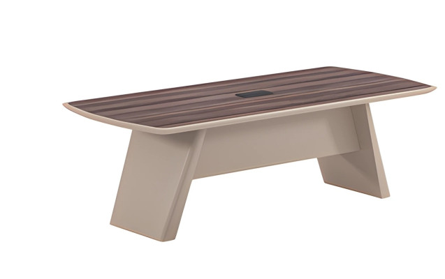 Schreibtisch Beige mit Holzstruktur und modernem Design Büro und Home Office