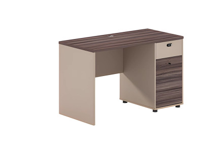 Schreibtisch Kompakt Holzoptik Braun Beige Mit Schubladen Schloss Büro Design