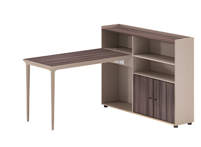 Schreibtisch Regal Kombination Holzoptik Braun Beige Modern Viel Stauraum Büro