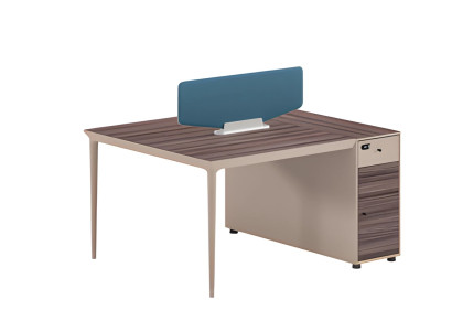 Bürotisch Trennwand Design Holzoptik Braun Beige Mit Schubladen Schloss Blau