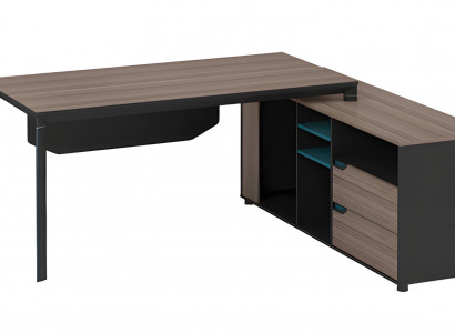 Eckschreibtisch Modern Holzoptik Braun Schwarz Design Mit Regalen Schubladen
