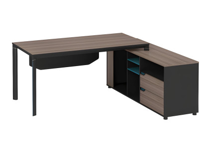 Eckschreibtisch Modern Holzoptik Braun Schwarz Design Mit Regalen Schubladen