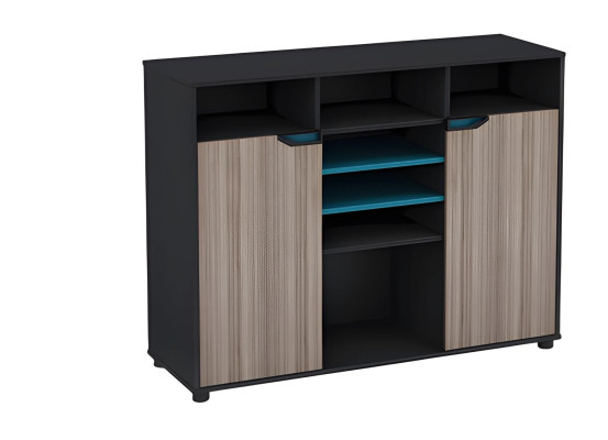 Sideboard Holzoptik Schwarz Braun Modern Design Mit Türen Regaleinlagen Blau