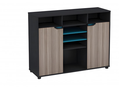 Sideboard Holzoptik Schwarz Braun Modern Design Mit Türen Regaleinlagen Blau