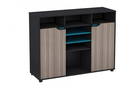 Sideboard Holzoptik Schwarz Braun Modern Design Mit Türen Regaleinlagen Blau