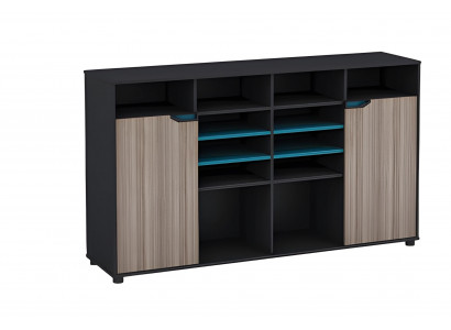 Sideboard Groß Holzoptik Braun Schwarz Modern Regale Türen Ablagen Türkis