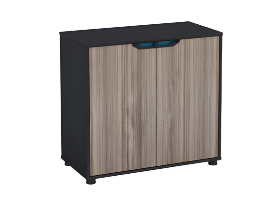 Sideboard Kompakt Holzoptik Braun Schwarz Türen Modern Schrank Stauraum Büro