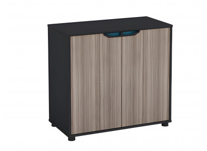 Sideboard Kompakt Holzoptik Braun Schwarz Türen Modern Schrank Stauraum Büro