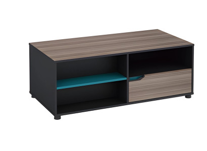 Couchtisch Modern Holzoptik Braun Schwarz Mit Ablage und Schublade Wohnzimmer