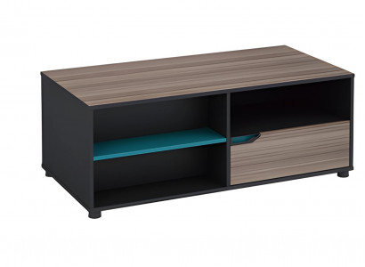 Couchtisch Modern Holzoptik Braun Schwarz Mit Ablage und Schublade Wohnzimmer