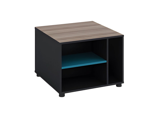 Beistelltisch Quadratisch Holzoptik Braun Schwarz Modern Regal Ablage Wohnzimmer