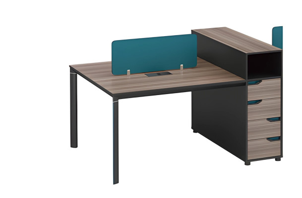 Moderner Schreibtisch mit Stauraum Trennwand und Holzoptik für Büroarbeit