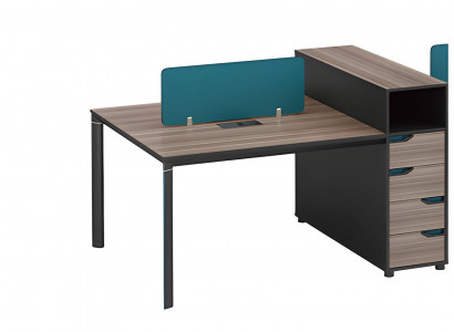 Moderner Schreibtisch mit Stauraum Trennwand und Holzoptik für Büroarbeit