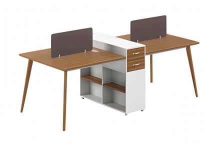 Moderner Schreibtisch mit Holzregal und Trennwand schlichtes Design für Büro