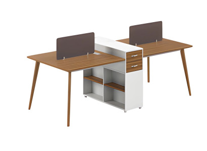 Moderner Schreibtisch mit Holzregal und Trennwand schlichtes Design für Büro