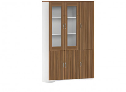 Moderner Büroschrank aus Holz mit Glasvitrine und Stauraum elegantes Design