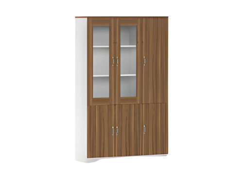 Moderner Büroschrank aus Holz mit Glasvitrine und Stauraum elegantes Design