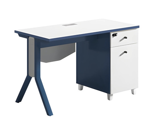Schreibtisch in Blau und Weiß mit modernen Beinen Stauraum eleganter Oberfläche