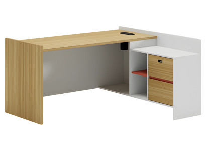 Modularer Schreibtisch Büromöbel Holzoptik mit Stauraum und Regalfächern