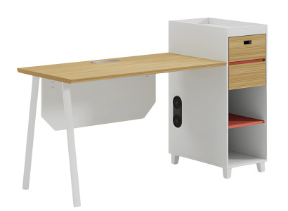 Schreibtisch Holzoptik mit Stauraum und Regalfächern Modernes Büromöbel Design