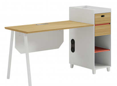 Schreibtisch Holzoptik mit Stauraum und Regalfächern Modernes Büromöbel Design