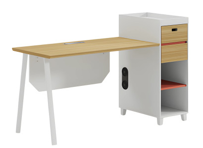 Schreibtisch Holzoptik mit Stauraum und Regalfächern Modernes Büromöbel Design