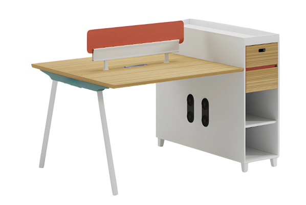 Schreibtisch Holzoptik mit Rückenlehne Stauraum und Regalfächern Modernes Design