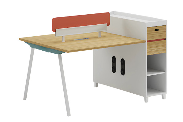 Schreibtisch Holzoptik mit Rückenlehne Stauraum und Regalfächern Modernes Design