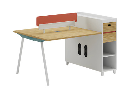 Schreibtisch Holzoptik mit Rückenlehne Stauraum und Regalfächern Modernes Design