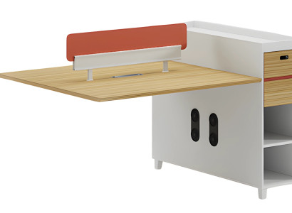 Schreibtisch Holzoptik mit Rückenlehne Stauraum und Regalen Modernes Design