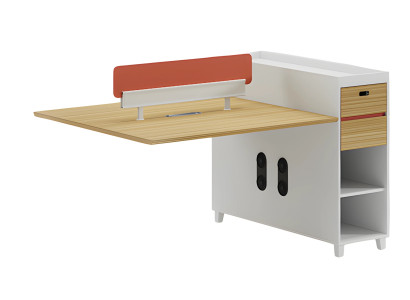 Schreibtisch Holzoptik mit Rückenlehne Stauraum und Regalen Modernes Design