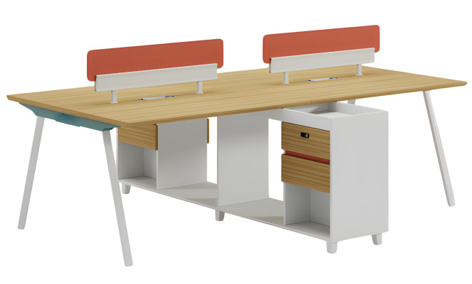 Schreibtisch Holzoptik mit Rückenlehnen Stauraum Regalfächern Modernes Design