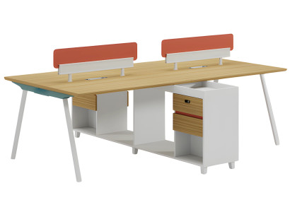 Schreibtisch Holzoptik mit Rückenlehnen Stauraum Regalfächern Modernes Design