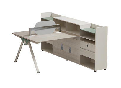 Schreibtisch Beige mit Stauraum und Rückenlehne Modernes Design Büro und Zuhause