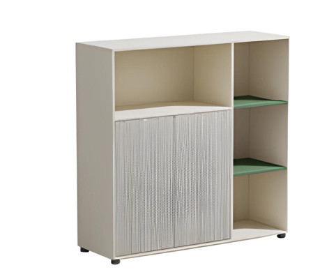 Modularer Büroschrank Beige mit Stauraum und Regalen für modernes Bürodesign