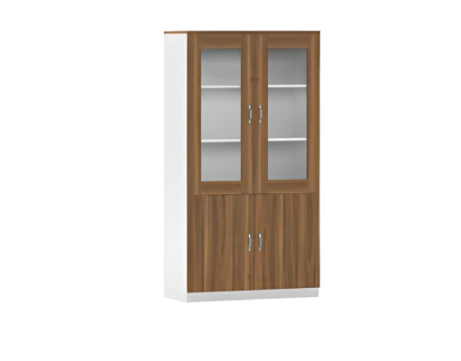 Büroschrank Aktenschrank Modern Holzoptik Braun Weiß Glas Vitrine Stauraum