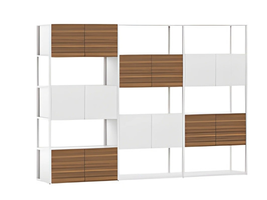 Büroregal Aktenschrank Modern Holzoptik Braun Weiß Regalwand Stauraum Design
