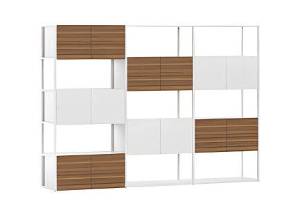Büroregal Aktenschrank Modern Holzoptik Braun Weiß Regalwand Stauraum Design