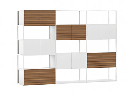 Büroregal Aktenschrank Modern Holzoptik Braun Weiß Regalwand Stauraum Design