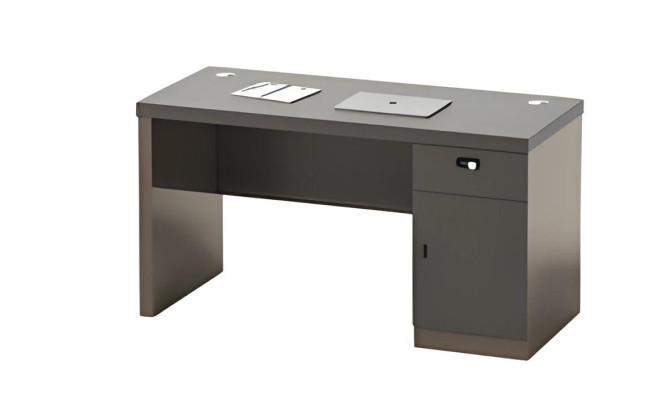 Schreibtisch Bürotisch Modern Schwarz Stauraum Kabeldurchführung abschließbar