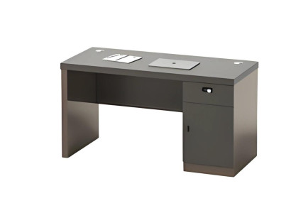 Schreibtisch Bürotisch Modern Schwarz Stauraum Kabeldurchführung abschließbar